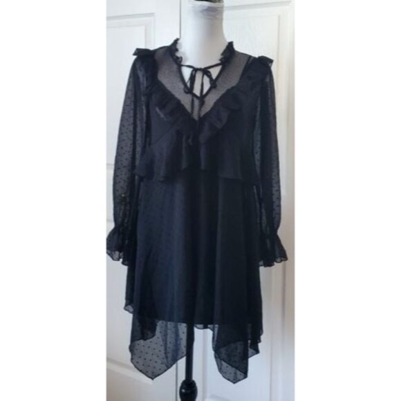 Forever 21 Tops - Forever 21 Black Long Sheer Blouse W/Tank Puff Sheer long Sleeve Tunic NWT Sz S